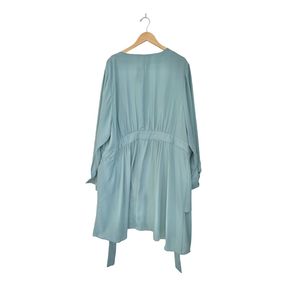 City Chic Shibara Seafoam Blouse Blue / Green Wrap Top Size XL/22 - Picture 5 of 11